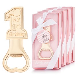 Orlabno 12 Packs 1st Birthday Party Favor and Souvenir Bottle Opener - Perfect Return Gifts for Guest and Decorations for Baby's First Birthday Party (12, Pink)