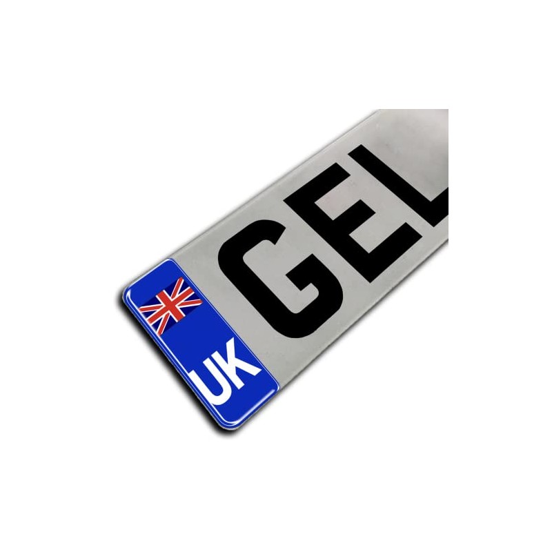 Gelz Domed Union Jack UK Vehicle Number Plate Stickers, Blue,
