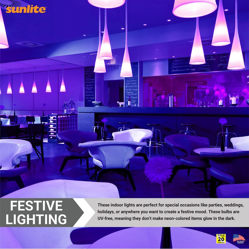 Sunlite 01096 Incandescent A19 Black Light Bulb, 75 Watts, E26