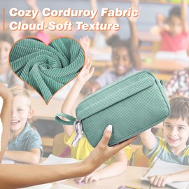 JAESITETER Big Capacity Pencil case,Soft Corduroy Pencil Bag with 3 Compartment,Pencil Pouch School Supplies Cute Pencil Box Pencil Bag for Teen Girls Boys College