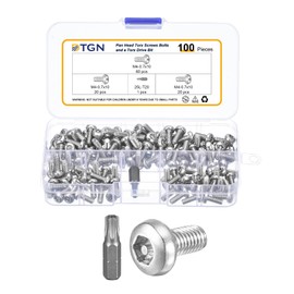 DTGN M4x10mm Pan Head Torx Security Screws - 100Pack - Good for Machinery - 304 Stainless Steel Tamper Proof Torx Security Fastener - Silver Tone