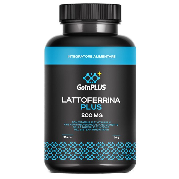 GOINPLUS Lactoferrin Supplement 200 mg, 30 Capsules High Dose with Echinacea, Quercetin, Vitamin C and Vitamin D, Strengthens the Immune System, Made in Italy