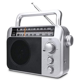 Retekess TR604 AM FM Radio, Portable Radios with Best Reception, AC or D Battery Powered Analog Radio, with Clear Dial and Large Knob, for Home(Sliver)