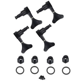 Oumefar Guitar Bass Machine Heads, 2L 2R Bass Guitar Tuning Wrench, Black Closed Bass Tuners Zinc Alloy Strings Tuners for Electric Bass
