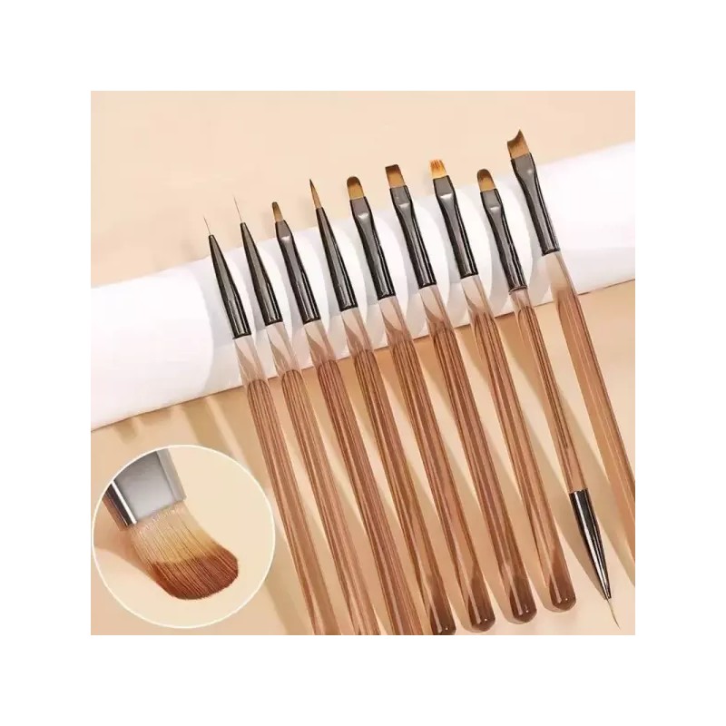 9PCS 네일 브러쉬 아트 디자인 팁 디스플레이 페인팅 도구 UV