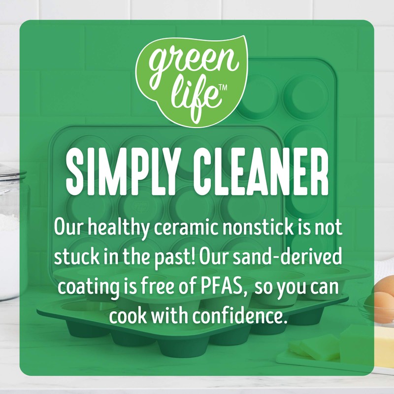 GreenLife Bakeware Healthy Ceramic Nonstick, 12 Cup Muffin and Cupcake