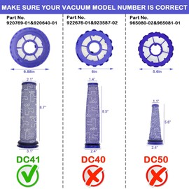 Wingsflying 2 Post Filters & 2 Pre Filters Replacement for Dyson DC41 DC65 DC66 UP13 UP20 UP30 Animal, Multi Floor and Ball Vacuum Ball Animal 2 Ball Animal 3, Compare to Part 920769-01 & 920640-01