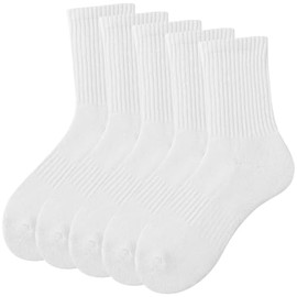 Dress Cici Ankle Socks for Men with Thick 90% Cotton Cushion for Sports and Everyday (5 Pack: 5 White)