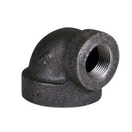 Supply Giant CTF379H 1-1/4" x 3/4" Cast Iron Threaded 90 Degree Reducing Street Elbow for Industrial Piping or DIY Projects with Black Finish