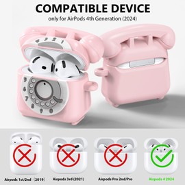 KOREDA Compatible with AirPods 4 Case Cover 2024, Cute Funny Telephone Design for Airpods 4th Generation Case with Cleaner Kit & Lanyard, Soft Silicone Shockproof Protective Case for AirPods 4 Gen