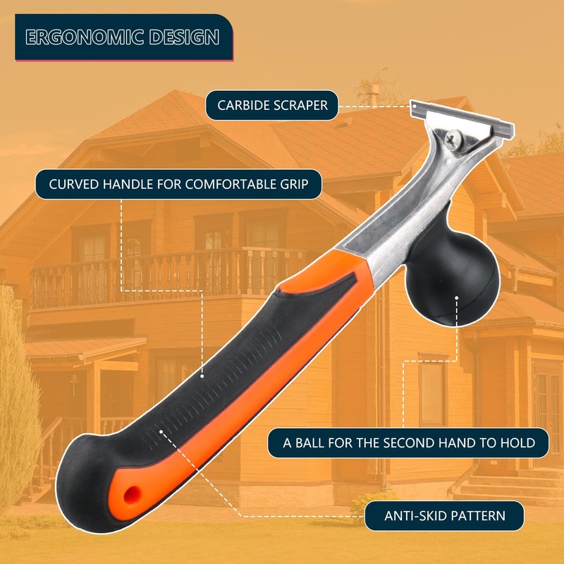 Premium Ergonomic Carbide Scraper Tool,2.5-inch,Heavy-Duty Paint Scraper, Wood and Floor
