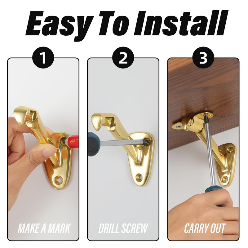 HOME MASTER HARDWARE Heavy Duty Handrail Stair Brackets Brass Staircase