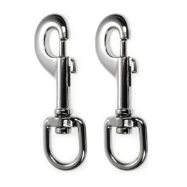Ganzoo © Swivel Carabiner Hook, Set of 2, Swivel Carabiner for Dog Collar, Steel - Carabiner 90 mm, Use with Paracord 550 Dog Lead, Snap Hook with Swivel Head, Colour Silver