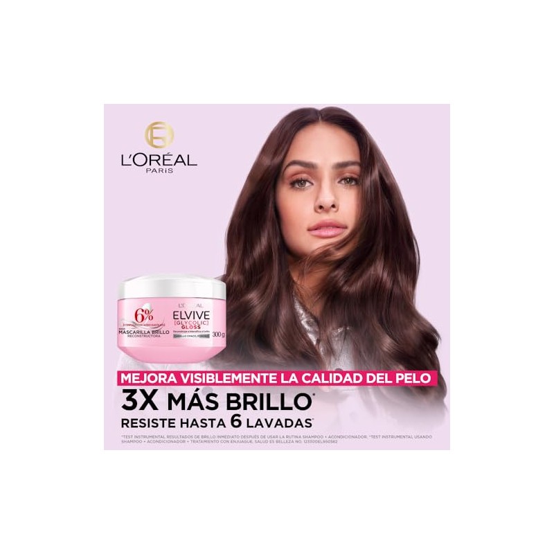 L'Oréal Paris Elvive Mascarilla Glycolic Gloss, con Ácido Glicólico para