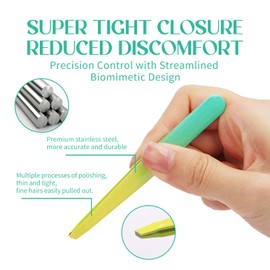 Eyebrow Tweezers Set, 5Pcs Tweezers for Women Facial Hair, Eyebrow Scissors for Ingrown Hair Removal, Professional Stainless Steel Precision Tweezers, Eyebrow Tweezers for Women &Men (Lemon)