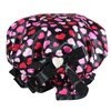 Kella Milla Stylish Satin Shower Cap - Hearts & Black