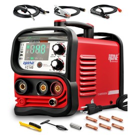HONE MIG Welder 110V, Actual 140Amp Flux Core Welder/Stick Welder/Lift TIG 3 in 1 Synergic Welding Machine, Smart IGBT Inverter Large LED Display Gasless Wire Welder with Welding Gun