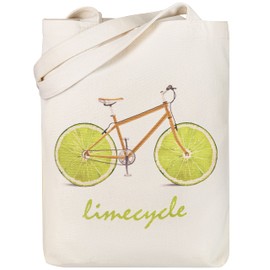 Miller & Max Canvas Tote Bag,100% Cotton, Limecycle Cute Print, Durable Design with Inner Pocket, 12 oz Canvas Bags - for Shopping, Training and Walk, Aesthetic