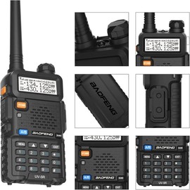 Baofeng UV-5R Two Way Radio Dual Band 144-148/420-450Mhz Walkie Talkie 1800mAh Li-ion Battery(Black) Portable wallets Audio Lcd baofeng  uv5r - Color: 1 PACK