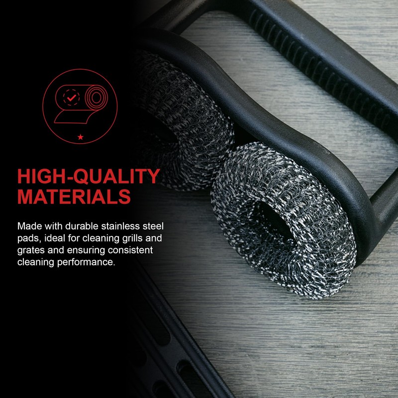 Grillstream Barbecue Scouring Brush Head Replacements Heads, Durable Steel Pads