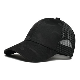 FREEBIRD99 Half Mesh Trucker Hat Adjustable Snapback Baseball Cap Headwear (Camo Black (Snapback))