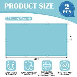 ANGSYLTH 2 Pcs Fluorescent Light Covers - 4 x 2 Feet Light Covers for Ceiling Lights Classroom, Magnetic Light Filters for Office, Hospitals, Home.