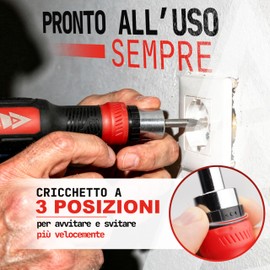 Cacciavite a Cricchetto con 12 Inserti CR-V Integrati 15 cm, Set Cacciaviti di Precisione, Kit Elettricista Compatto per Bricolage adulti
