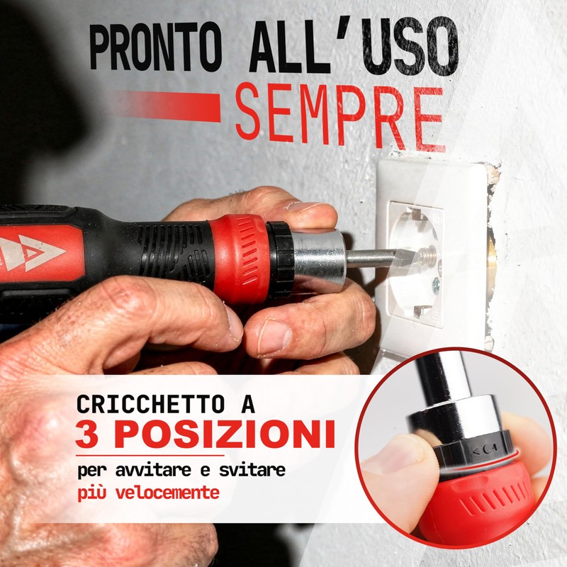 Cacciavite a Cricchetto con 12 Inserti CR-V Integrati 15 cm,