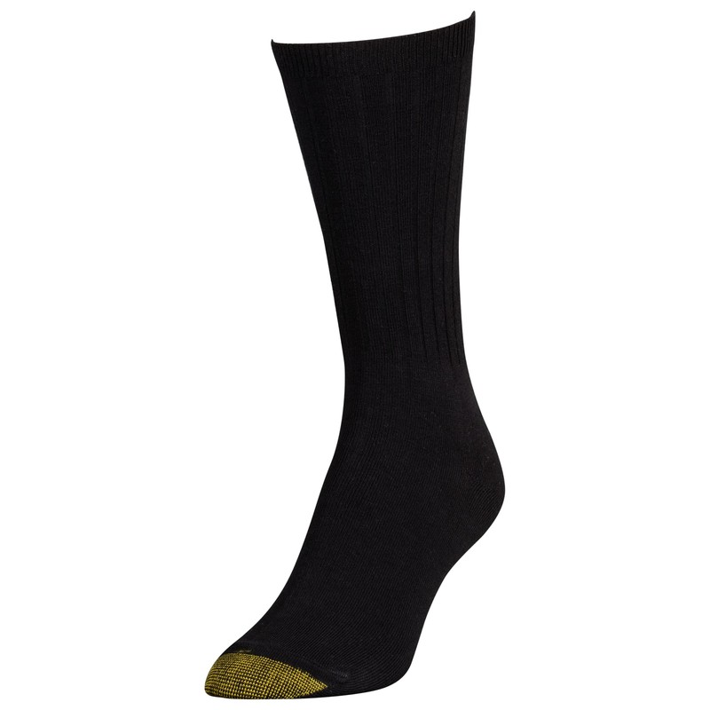 Gold Toe Women's 6 Pack Ribbed Crew Socks, Flannel/Chambray/Dark Indigo/Navy/Charcoal/Black,
