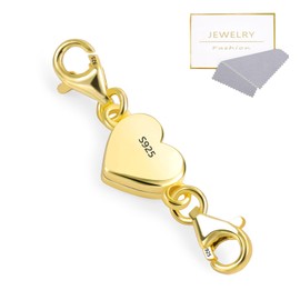 ALEXCRAFT Gold Heart Magnetic Clasp Chain 925 Sterling Silver Bracelet Clasp Magnetic Clasp for Chains Necklace Bracelet DIY Jewellery Making Accessories