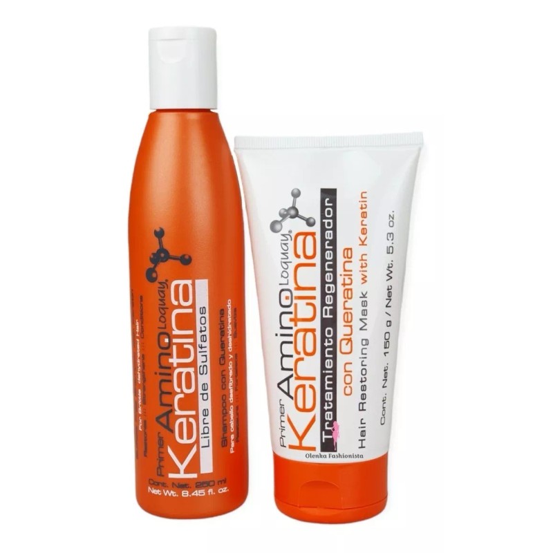 Loquay Kit Shampoo Y Tratamiento Acondicionador De Queratina Loquay