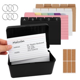 Index Card Box Set,Flash Cards with 230 Assorted,Colourful Lined 15 Card Dividers and Box Set for On The Go Learning Notes Revision Card Holder or Recipe Box
