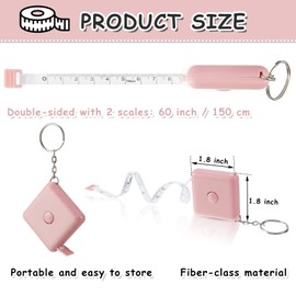 6 Pieces Soft Retractable Measuring Tape Mini Push Button Tape Tailor Sewing Craft Tape Multi-colour Measuring Tape 60 Inch Candy Colors Portable Soft Tape Pink Green Blue 150 cm with Keyring