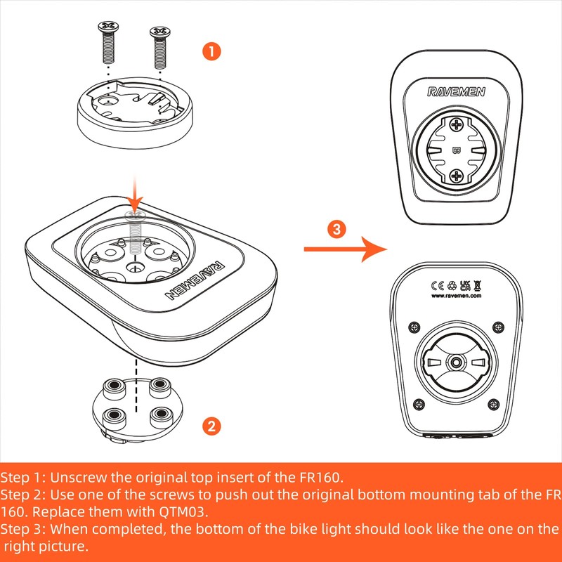 RAVEMEN QTM03 for FR160 Compatible with Bryton Bike Computers and