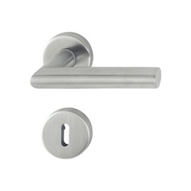HOPPE Amsterdam 3286411 Handle Set with Rosettes BB (Deadlock), Matt Stainless Steel