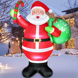 8FT Christmas Inflatables Outdoor Decorations, Christmas Inflatable Santa Claus with LED Lights, Inflatable Christma Decorations Blow Up Santa, Giant Xmas Inflatables for Garden Lawn Yard Party