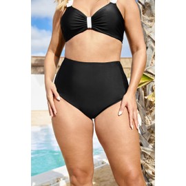 Yours Super High Waisted Tummy Control Bikini Briefs - Women's - Plus Size Curve Black