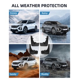 LANGBEAN Mud Flaps for Peugeot 2008 e-2008 2024 2023 2022 2021 2020, Front and Rear Splash Guards with Mounting Screws, All Weather Mud Flaps Accessories, No Drilling Required [Pack of 4]