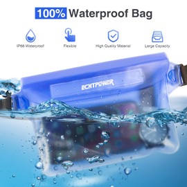 ECHTPower Waterproof Bag Pouch with Adjustable Strap, Protect Phone/Money/Card/Key, Ideal for Swimming, Rafting, Kayaking, Boating, Camping, Hiking, Fishing