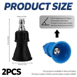 Yitexin 2 Packs 1/4" Stainless Steel 40 Degree Pressure Washer Nozzle Quick Connector, Pressure Washer Tips with Rubber Protection Guard for High-Efficiency Cleaning (Black & Blue)