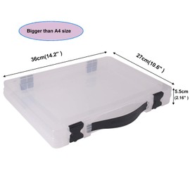 suituts 3 Pack Plastic Portable Project Case with Handle, Scrapbook Paper Storage Organizer Box, Art Craft Container Box, Plastic File Case for Document, Magazines Photos(14.2X10.6X2.2 Inch)