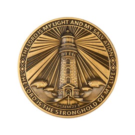 Shining Lighthouse in The Dark Coin - Guiding Light Through Darkness Inspiration Token, Zinc Alloy, 1.57 Inch Diameter, Isaish 41:10 Scripture, Inspirational Verse, Compact Size, with Protective Case