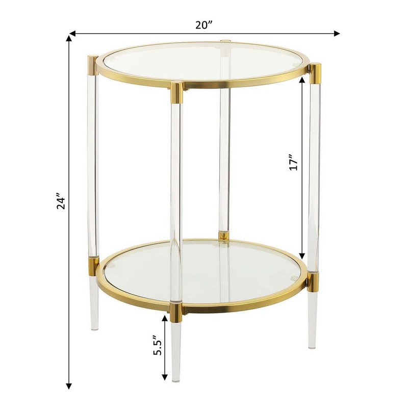 Convenience Concepts Royal Crest 2 Tier Acrylic Glass End Table,