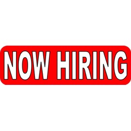 StickerTalk Now Hiring Vinyl Sticker, 10 inches by 3 inches