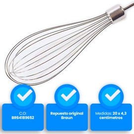 Anakel Home Replacement Blender Beater BR64189652 Compatible with Braun MR6500M Mixer | Metal Rods 200 x 4mm