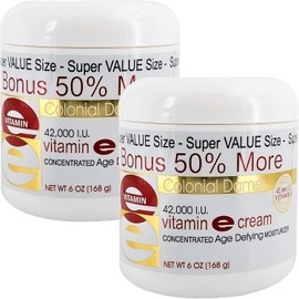 Colonial Dames Crema hidratante concentrada de vitamina E 42.000 UI para hidratar e hidratar la piel seca agrietada y líneas finas (paquete de dos).