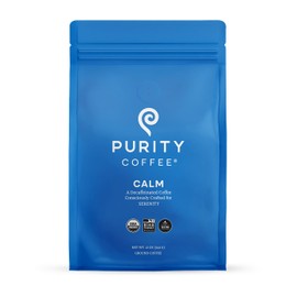 Purity Coffee CALM Decaf Ground Coffee - Natural Water Decaffeinated Coffee - USDA Organic and Third-Party Tested for Antioxidants, Mold, Mycotoxins and Pesticides - 12oz (Purity Calm, medium_roast) | Ground| CALM