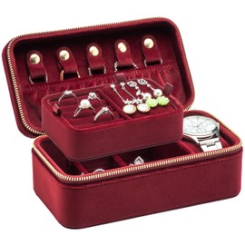 Caja Organizadora de Terciopelo para Anillos Múltiples, Bandeja Expositora con Cierre, Estuche para Pendientes, Relojes y Collares para Boda, Cumpleañ