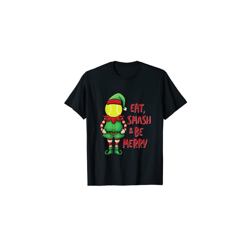 Funny Christmas Padel Elf Padel-Pun T-Shirt, black