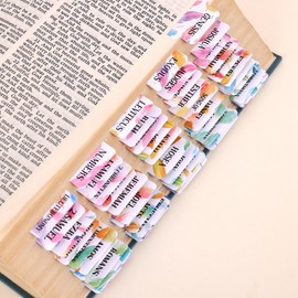 Bible Tabs For Women, 66 Large Print Laminated Bibles Chapters Index Tabs and 39 Blank Dividers Sticky Labels, Cute Beauty Feather Bible Study Supplies, Journaling Accessories, Christian Gifts for Men